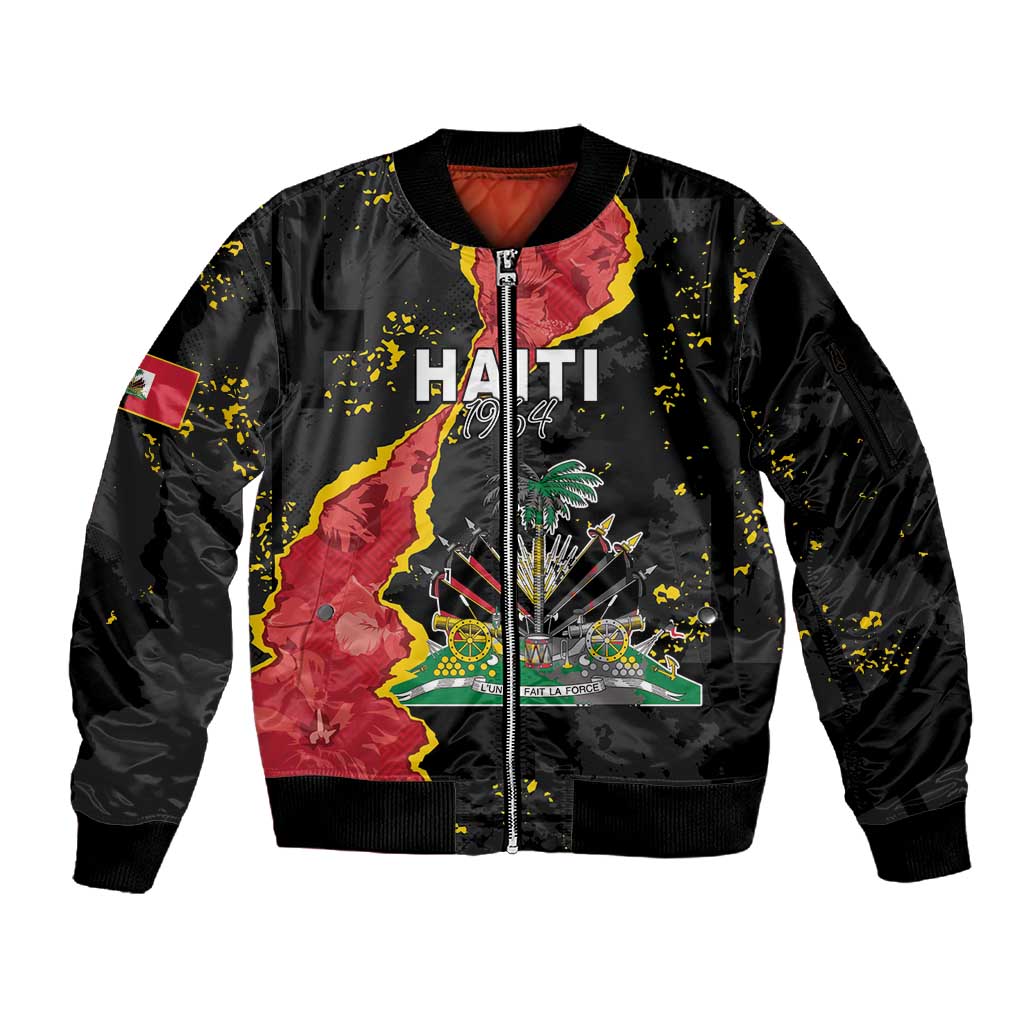 Personalised Haiti 1964 Sleeve Zip Bomber Jacket Coat Of Arms Unique Style - African Pride