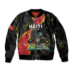 Personalised Haiti 1964 Sleeve Zip Bomber Jacket Coat Of Arms Unique Style - African Pride