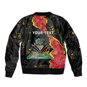 Personalised Haiti 1964 Sleeve Zip Bomber Jacket Coat Of Arms Unique Style - African Pride