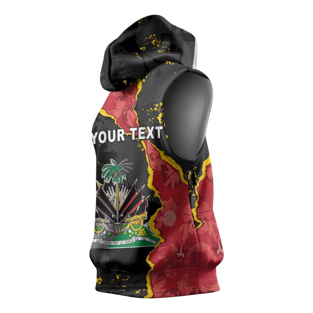 Personalised Haiti 1964 Sleeveless Hoodie Coat Of Arms Unique Style - African Pride
