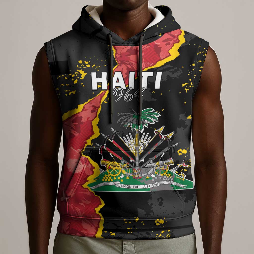 Personalised Haiti 1964 Sleeveless Hoodie Coat Of Arms Unique Style - African Pride