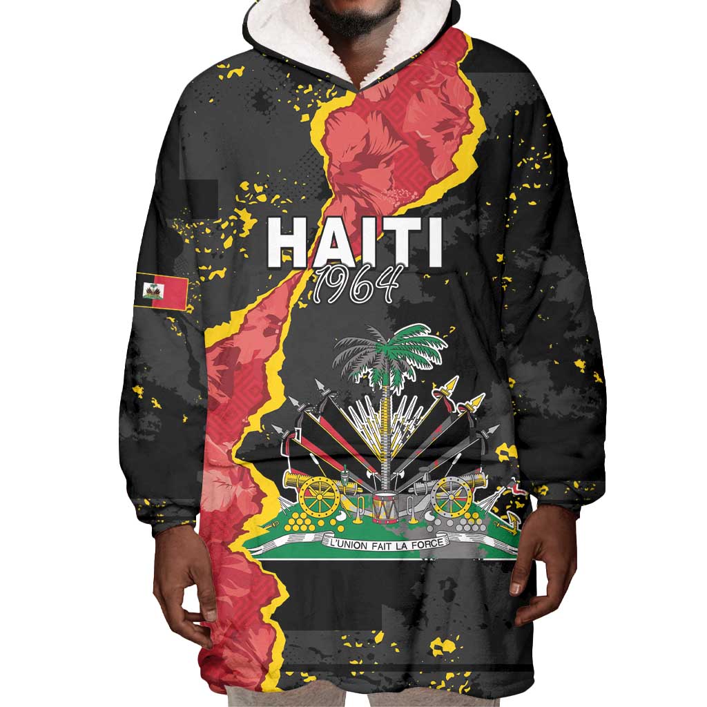 Personalised Haiti 1964 Wearable Blanket Hoodie Coat Of Arms Unique Style - African Pride