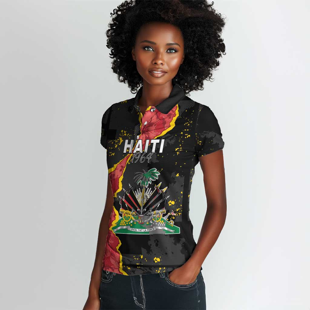 Personalised Haiti 1964 Women Polo Shirt Coat Of Arms Unique Style - African Pride