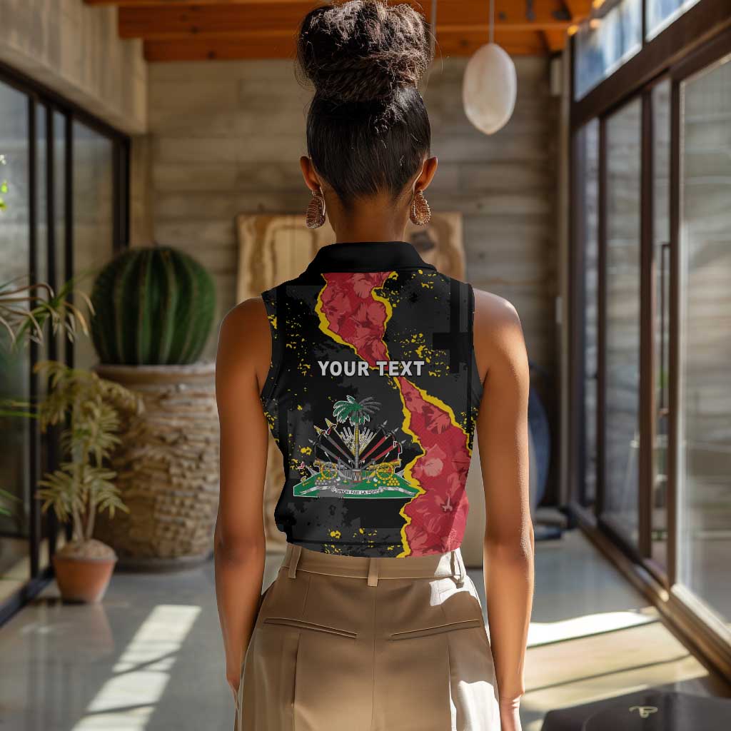 Personalised Haiti 1964 Women Sleeveless Polo Shirt Coat Of Arms Unique Style - African Pride