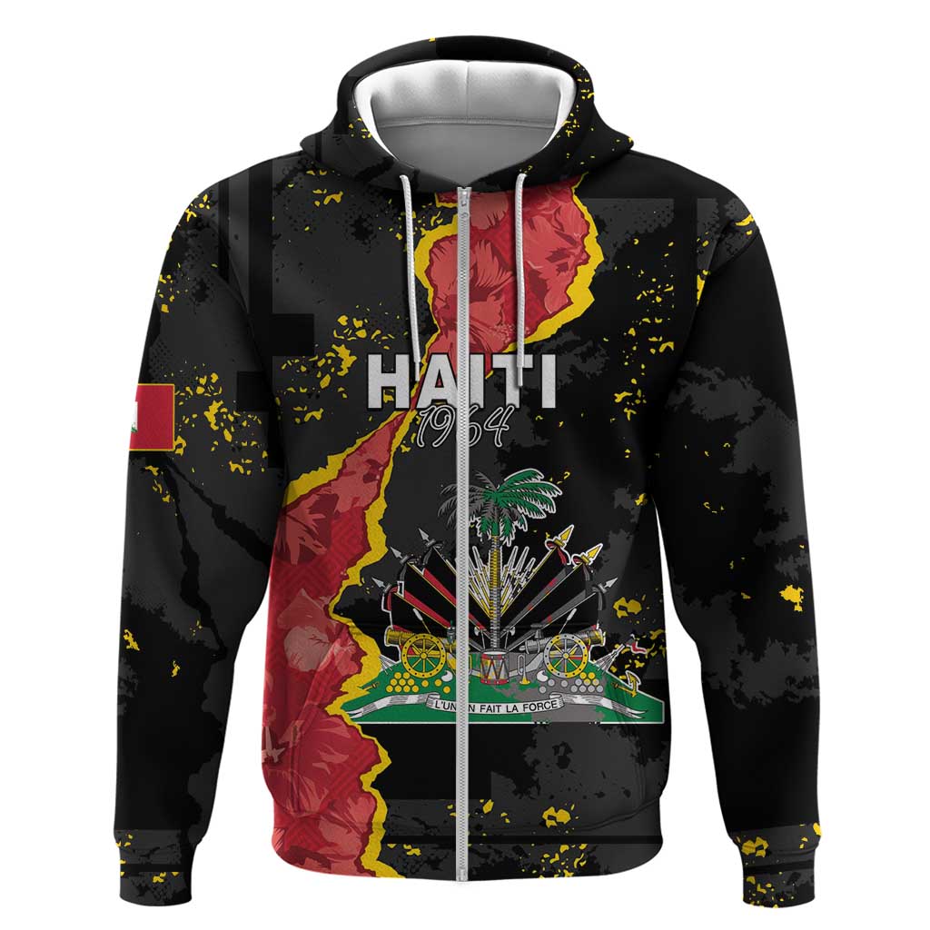Personalised Haiti 1964 Zip Hoodie Coat Of Arms Unique Style - African Pride