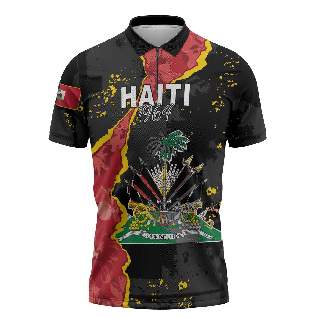 Personalised Haiti 1964 Zipper Polo Shirt Coat Of Arms Unique Style