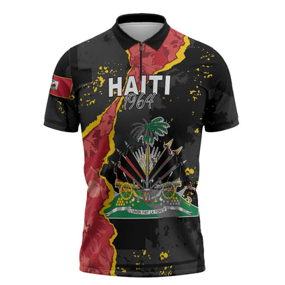 Personalised Haiti 1964 Zipper Polo Shirt Coat Of Arms Unique Style
