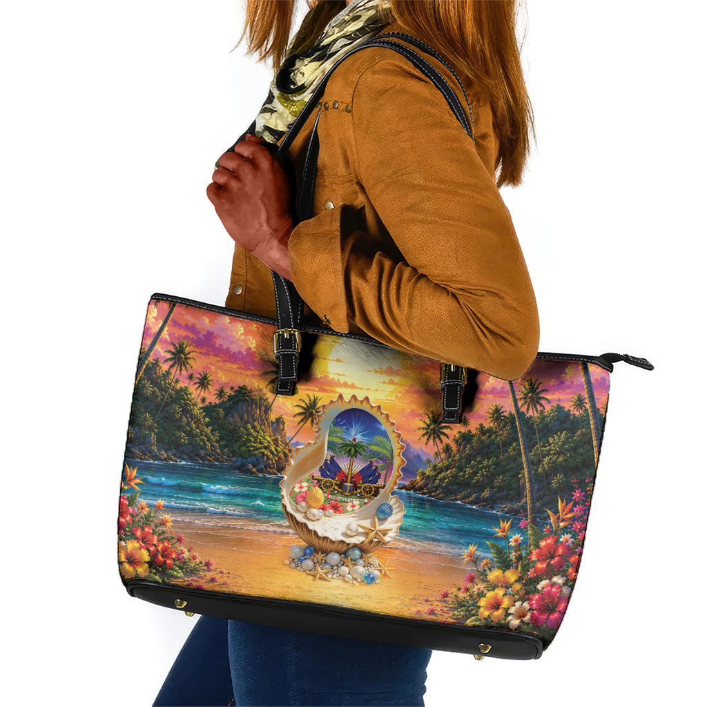 Haiti Leather Tote Bag The Pearl Of The Antilles