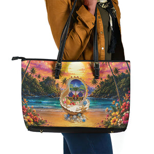 Haiti Leather Tote Bag The Pearl Of The Antilles