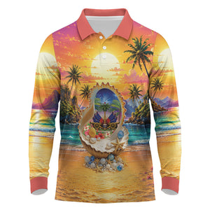 Haiti Long Sleeve Polo Shirt The Pearl Of The Antilles