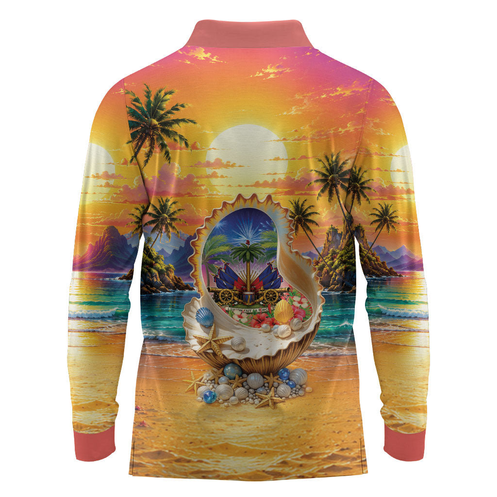 Haiti Long Sleeve Polo Shirt The Pearl Of The Antilles