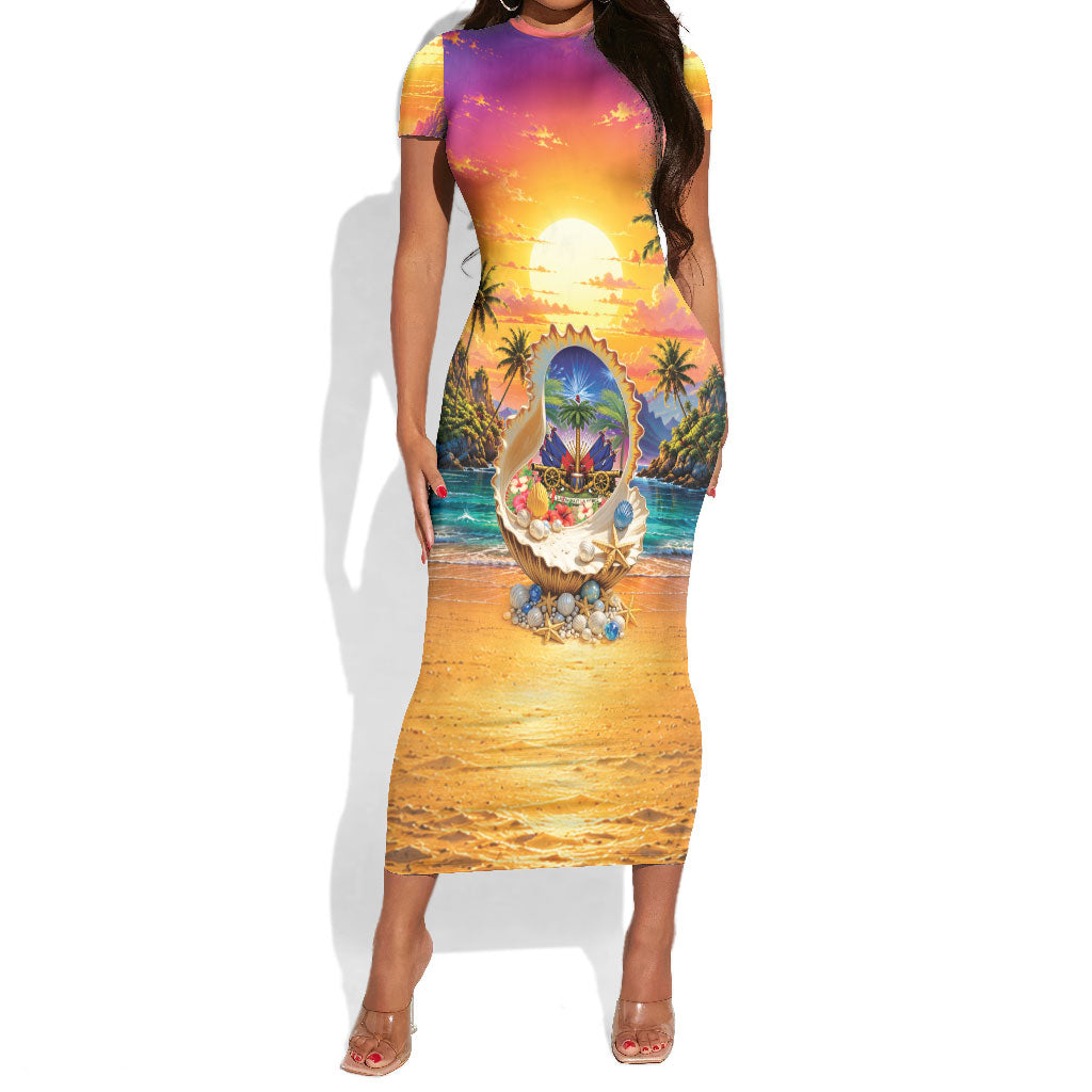 Haiti Short Sleeve Bodycon Dress The Pearl Of The Antilles