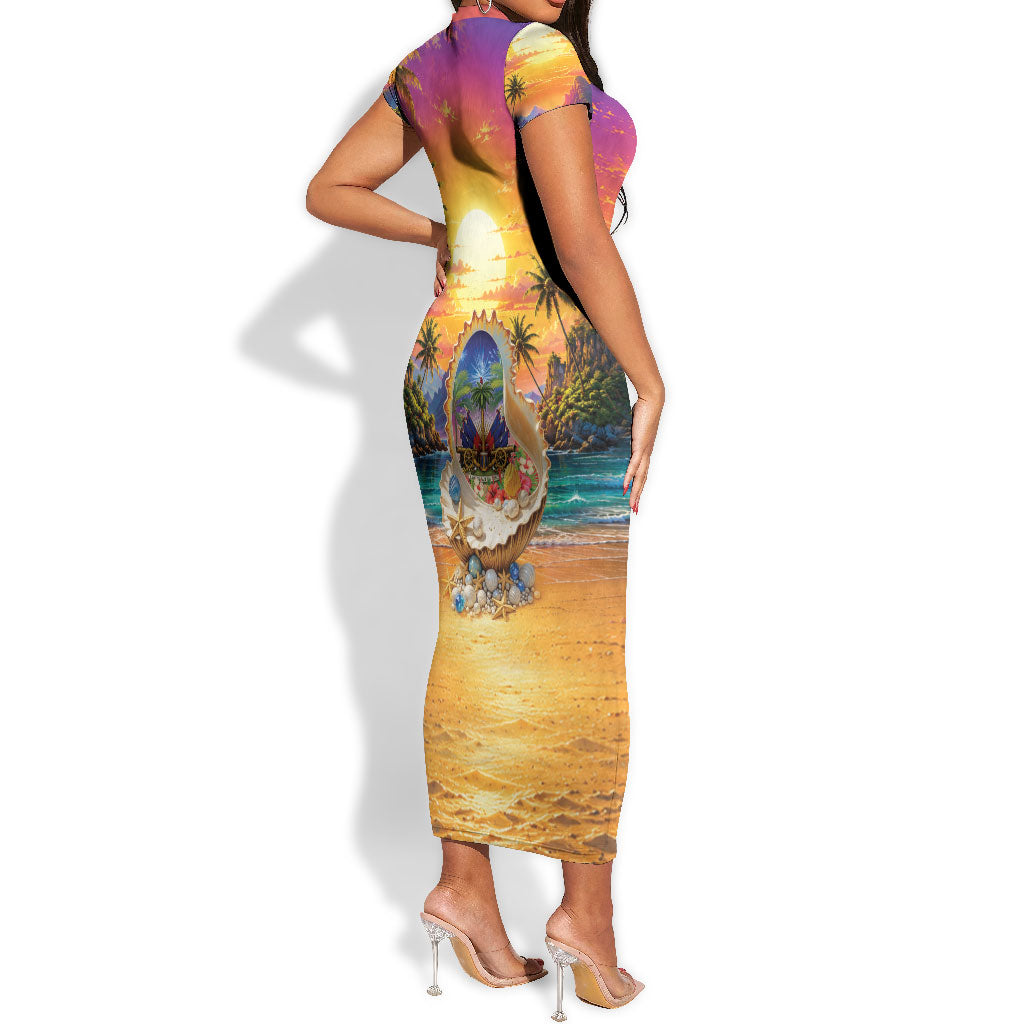 Haiti Short Sleeve Bodycon Dress The Pearl Of The Antilles