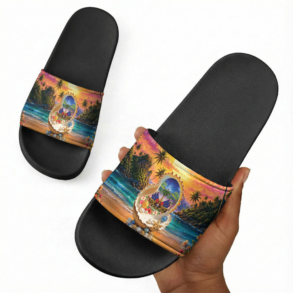Haiti Slide Sandals The Pearl Of The Antilles