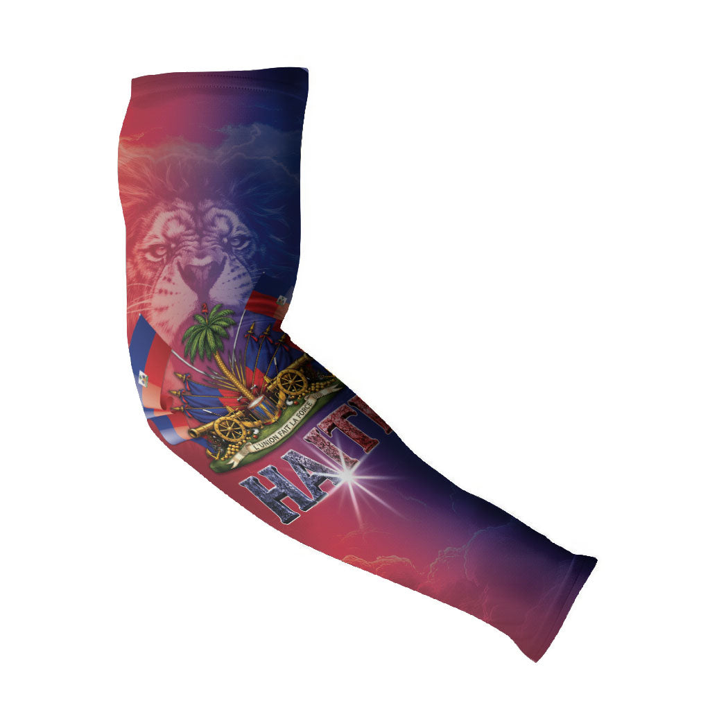 Haitian Zoe Arm Sleeves Roaring Lion With Coat Of Arms