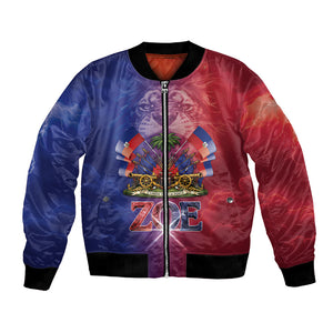 Haitian Zoe Bomber Jacket Roaring Lion With Coat Of Arms