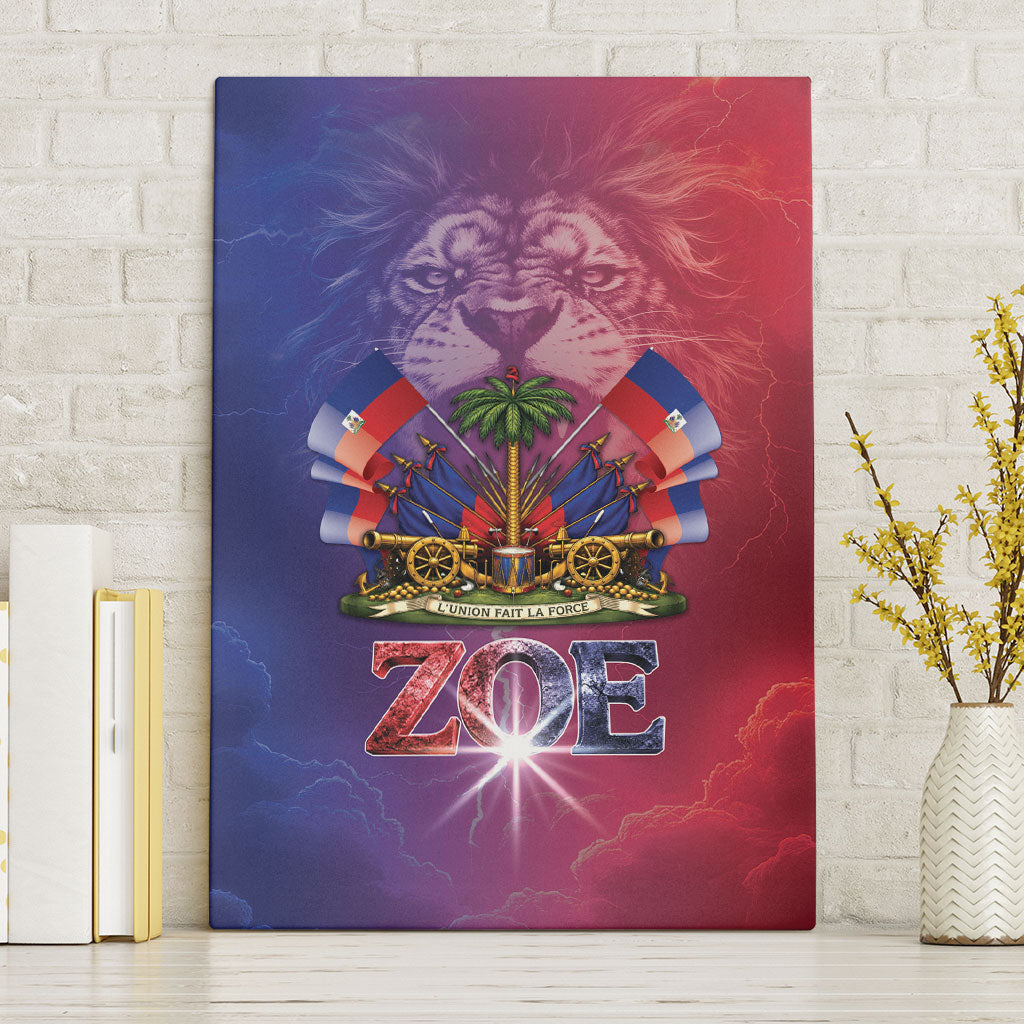 Haitian Zoe Canvas Wall Art Roaring Lion With Coat Of Arms