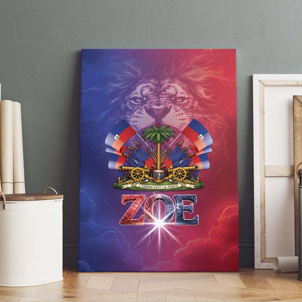 Haitian Zoe Canvas Wall Art Roaring Lion With Coat Of Arms