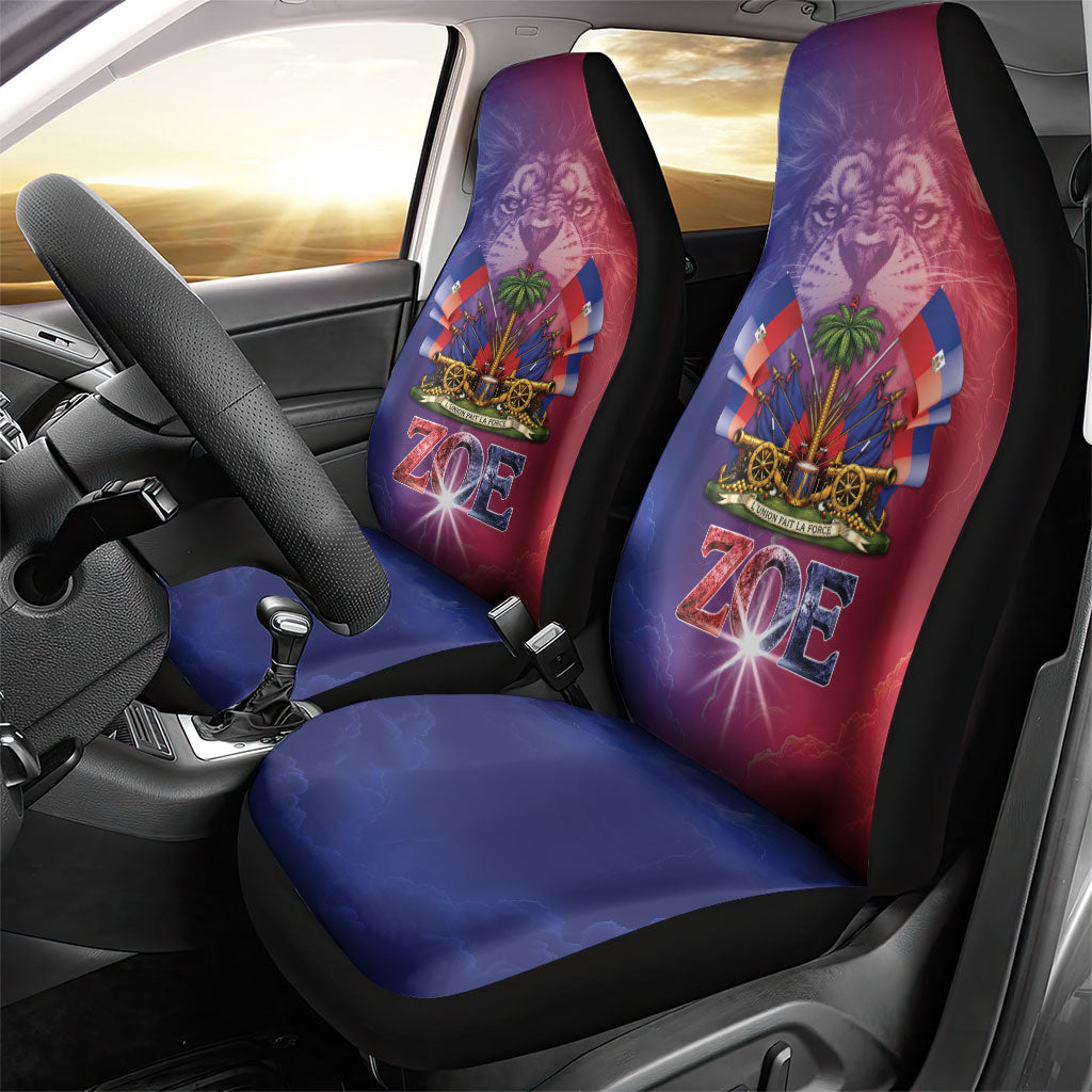 Haitian Zoe Car Seat Cover Roaring Lion With Coat Of Arms