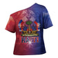 Haitian Zoe Cross Shoulder Shirt Roaring Lion With Coat Of Arms