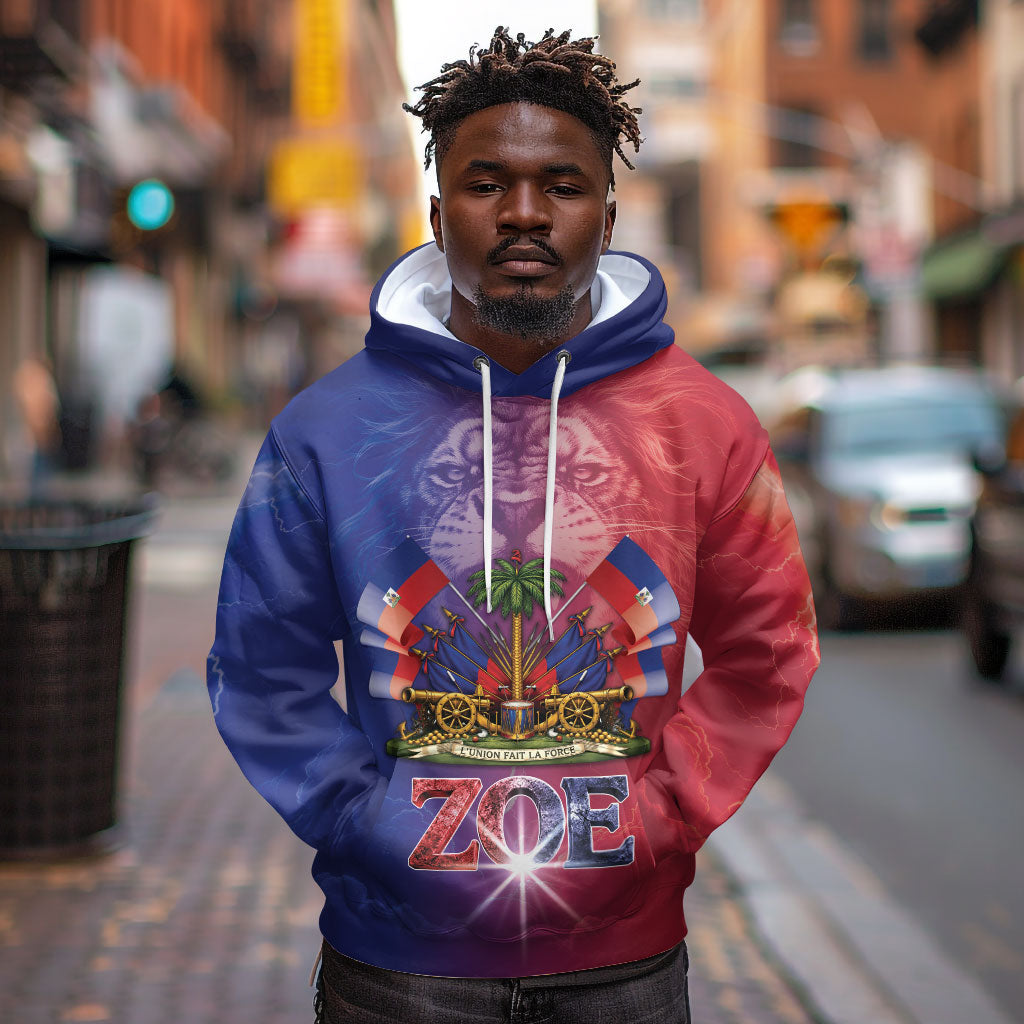 Haitian Zoe Hoodie Roaring Lion With Coat Of Arms
