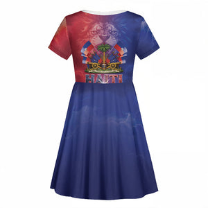 Haitian Zoe Kid Short Sleeve Dress Roaring Lion With Coat Of Arms