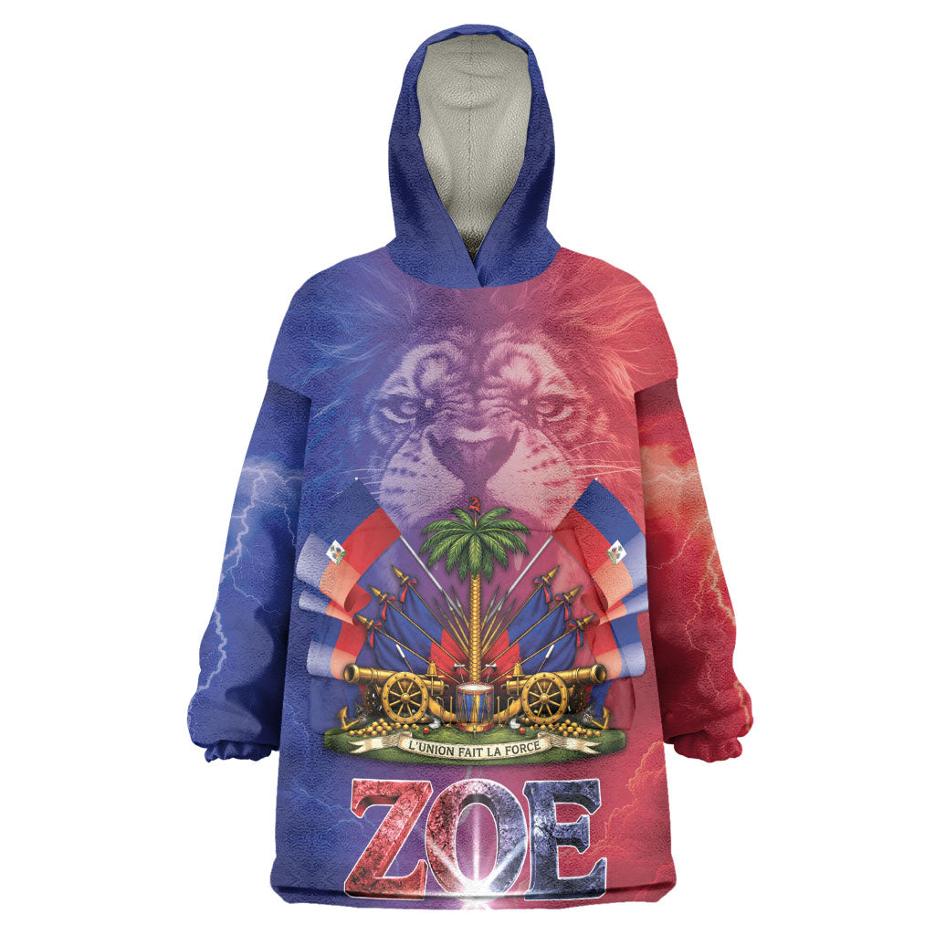 Haitian Zoe Kid Wearable Blanket Hoodie Roaring Lion With Coat Of Arms