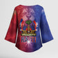 Haitian Zoe Kimono Sleeve Blouse Roaring Lion With Coat Of Arms