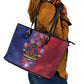Haitian Zoe Leather Tote Bag Roaring Lion With Coat Of Arms