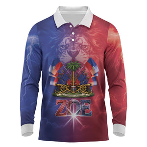 Haitian Zoe Long Sleeve Polo Shirt Roaring Lion With Coat Of Arms
