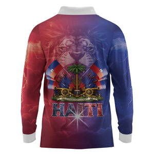 Haitian Zoe Long Sleeve Polo Shirt Roaring Lion With Coat Of Arms