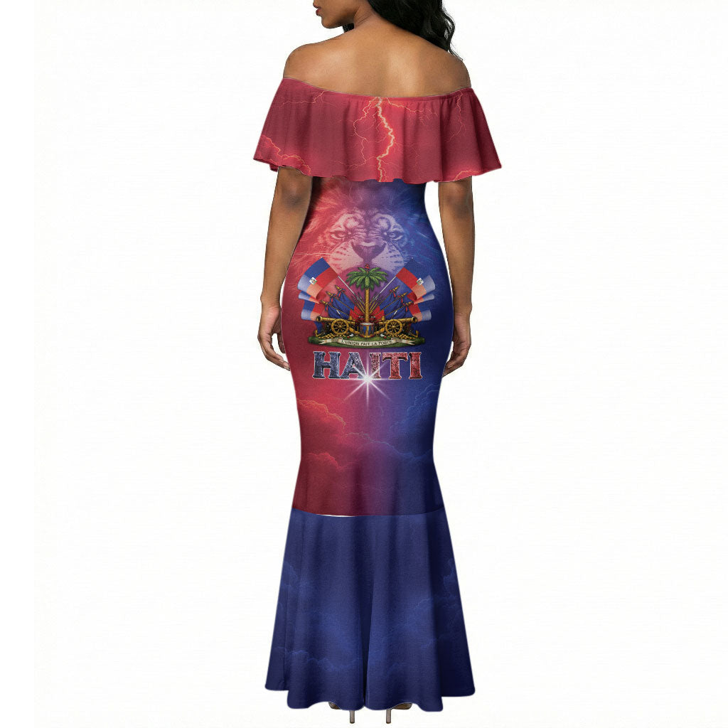 Haitian Zoe Mermaid Dress Roaring Lion With Coat Of Arms