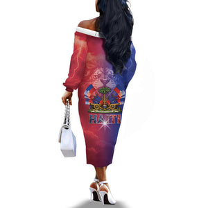 Haitian Zoe Off The Shoulder Long Sleeve Dress Roaring Lion With Coat Of Arms