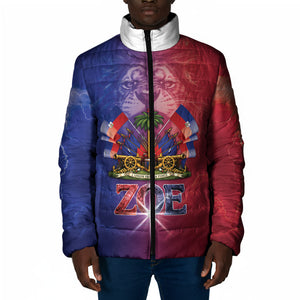 Haitian Zoe Padded Jacket Roaring Lion With Coat Of Arms