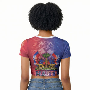 Haitian Zoe Raglan Cropped T shirt Roaring Lion With Coat Of Arms