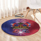 Haitian Zoe Round Carpet Roaring Lion With Coat Of Arms