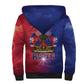 Haitian Zoe Sherpa Hoodie Roaring Lion With Coat Of Arms