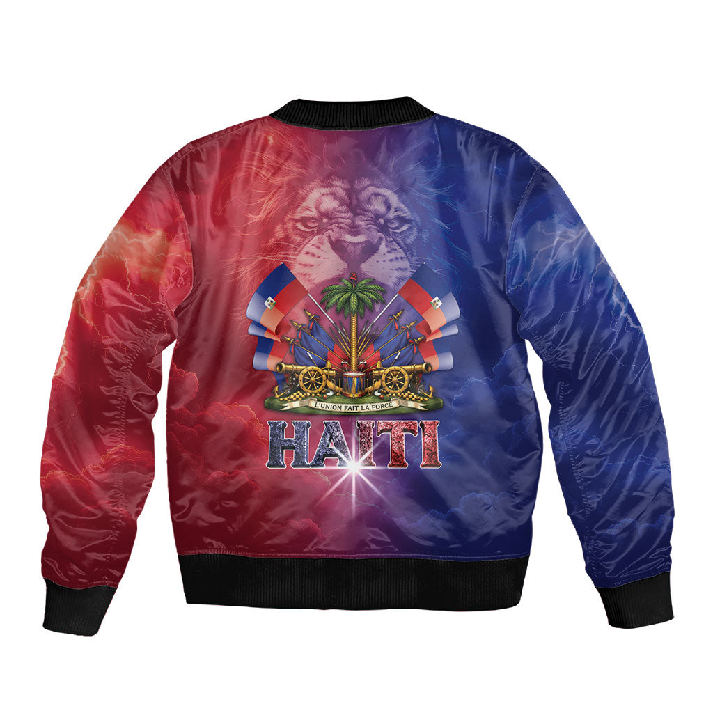 Haitian Zoe Sleeve Zip Bomber Jacket Roaring Lion With Coat Of Arms