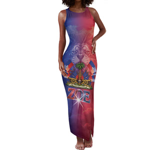 Haitian Zoe Tank Maxi Dress Roaring Lion With Coat Of Arms