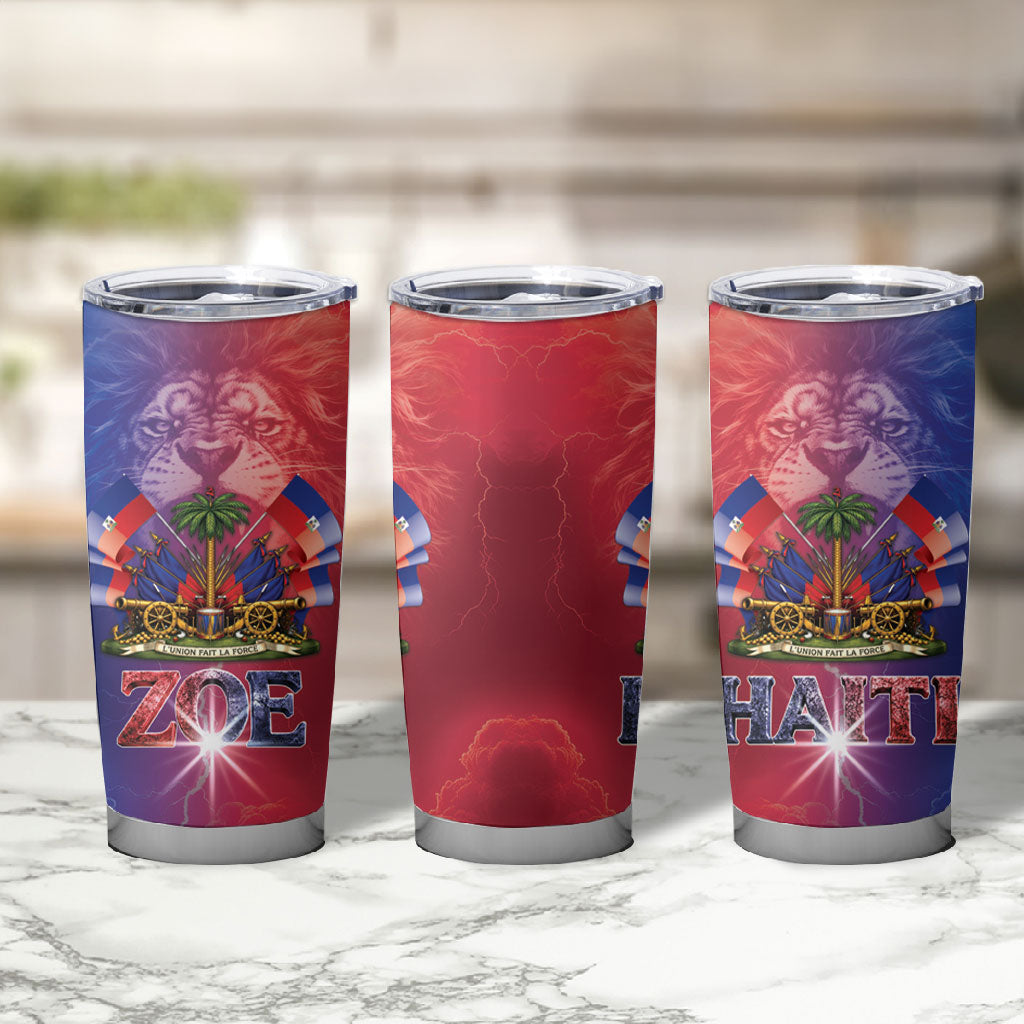Haitian Zoe Tumbler Cup Roaring Lion With Coat Of Arms