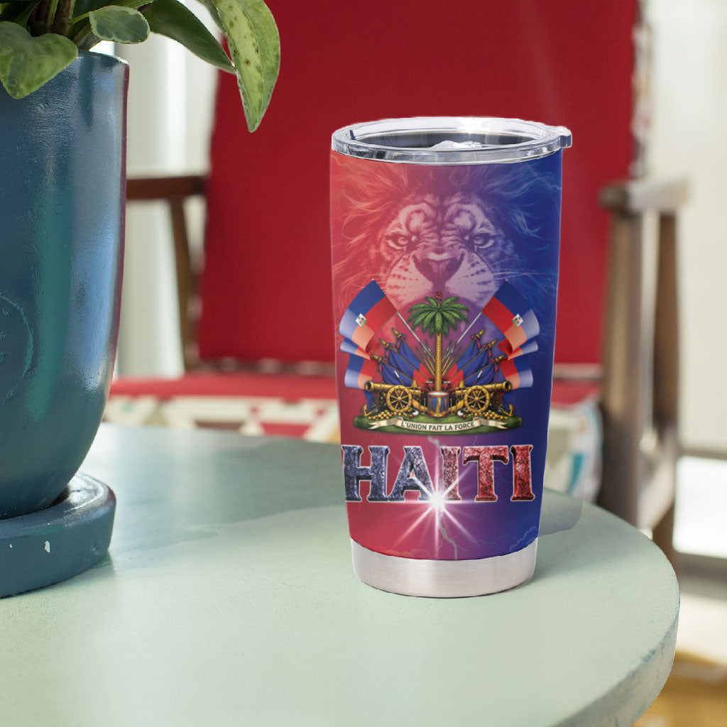 Haitian Zoe Tumbler Cup Roaring Lion With Coat Of Arms
