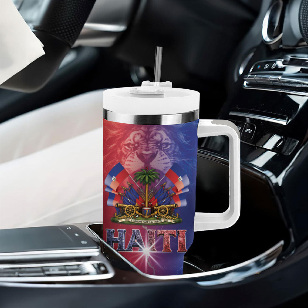 Haitian Zoe Tumbler With Handle Roaring Lion With Coat Of Arms