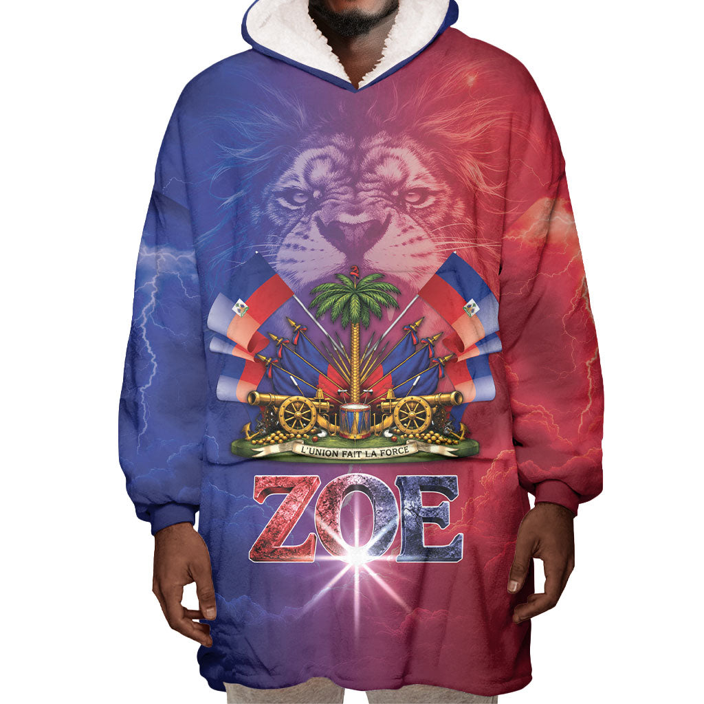 Haitian Zoe Wearable Blanket Hoodie Roaring Lion With Coat Of Arms