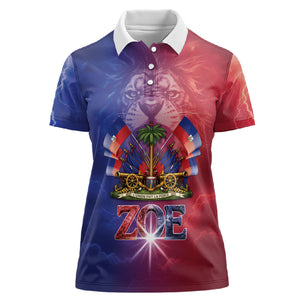 Haitian Zoe Women Polo Shirt Roaring Lion With Coat Of Arms