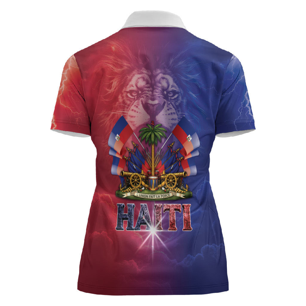Haitian Zoe Women Polo Shirt Roaring Lion With Coat Of Arms