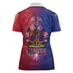 Haitian Zoe Women Polo Shirt Roaring Lion With Coat Of Arms