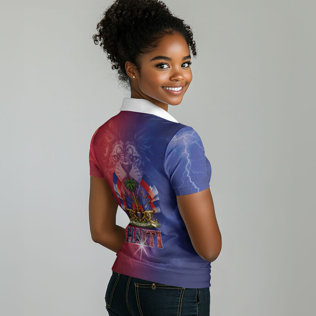 Haitian Zoe Women Polo Shirt Roaring Lion With Coat Of Arms