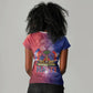 Haitian Zoe Women V-Neck T-Shirt Roaring Lion With Coat Of Arms