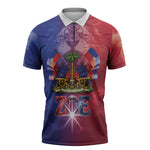 Haitian Zoe Zipper Polo Shirt Roaring Lion With Coat Of Arms