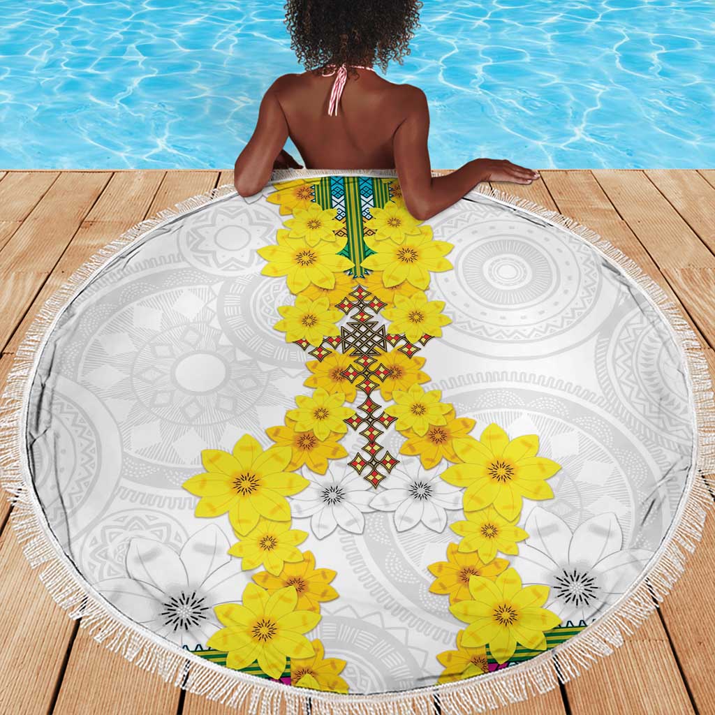 Enkutatash Ethiopia New Year Beach Blanket Tilet Pattern With Adey Abeba Flowers